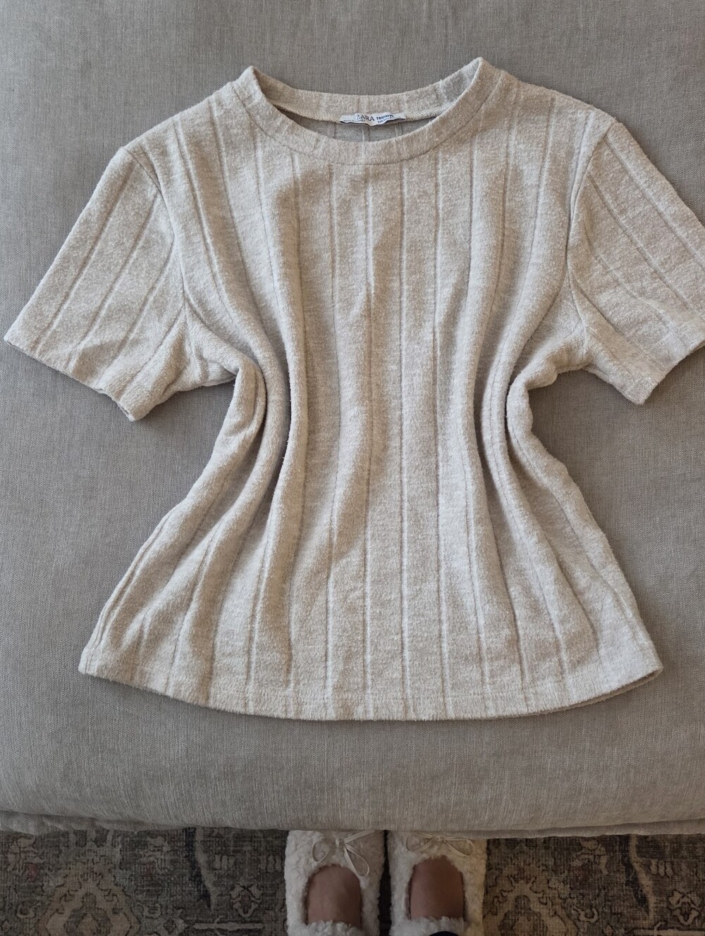 Zara Fuzzy Wide Ribbed Short Sleeve